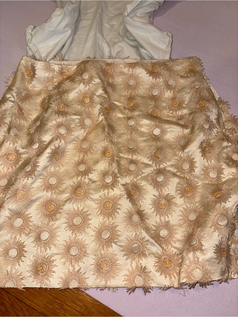 H&M Cream Mini Skirt with Peach Floral Embroidery